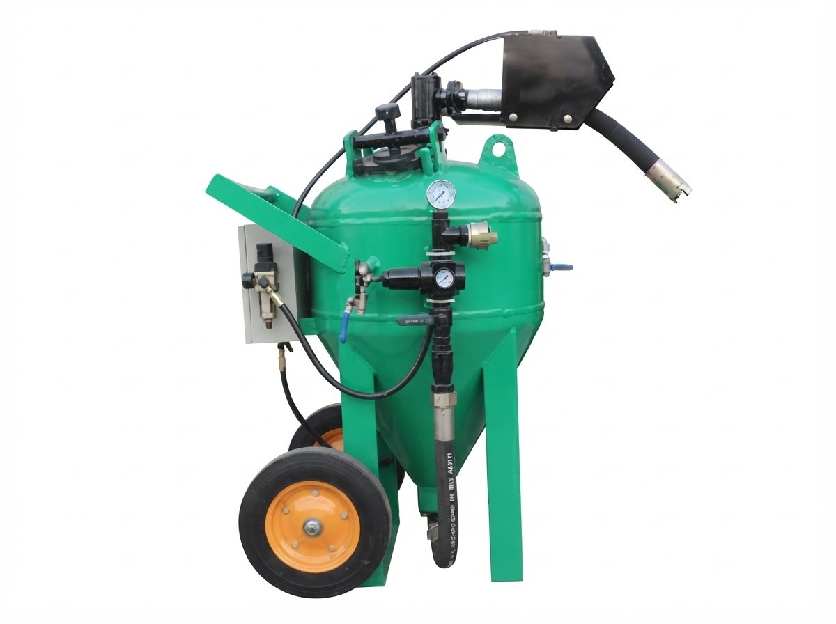 Fully equipped commercial mobile dustless blasting unit ready for on-site deployment in Pottawattamie County.